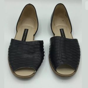 Dama Buchman Womens Open-toe Black Flats Size 6.5M